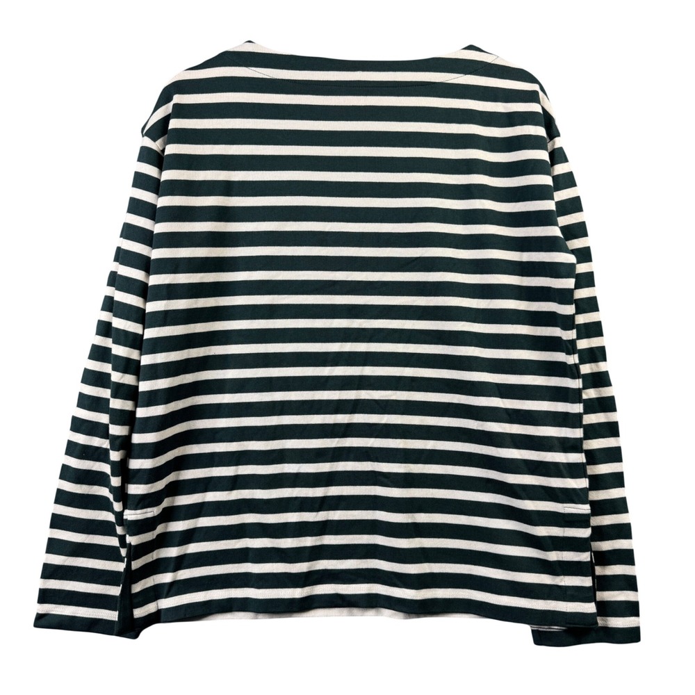 Boden Women's Dark Green and White Striped Long Sleeve Tee - Picture 2 of 9